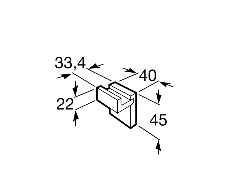 Medidas de la percha para baño 45 x 40 RUBIK - ROCA